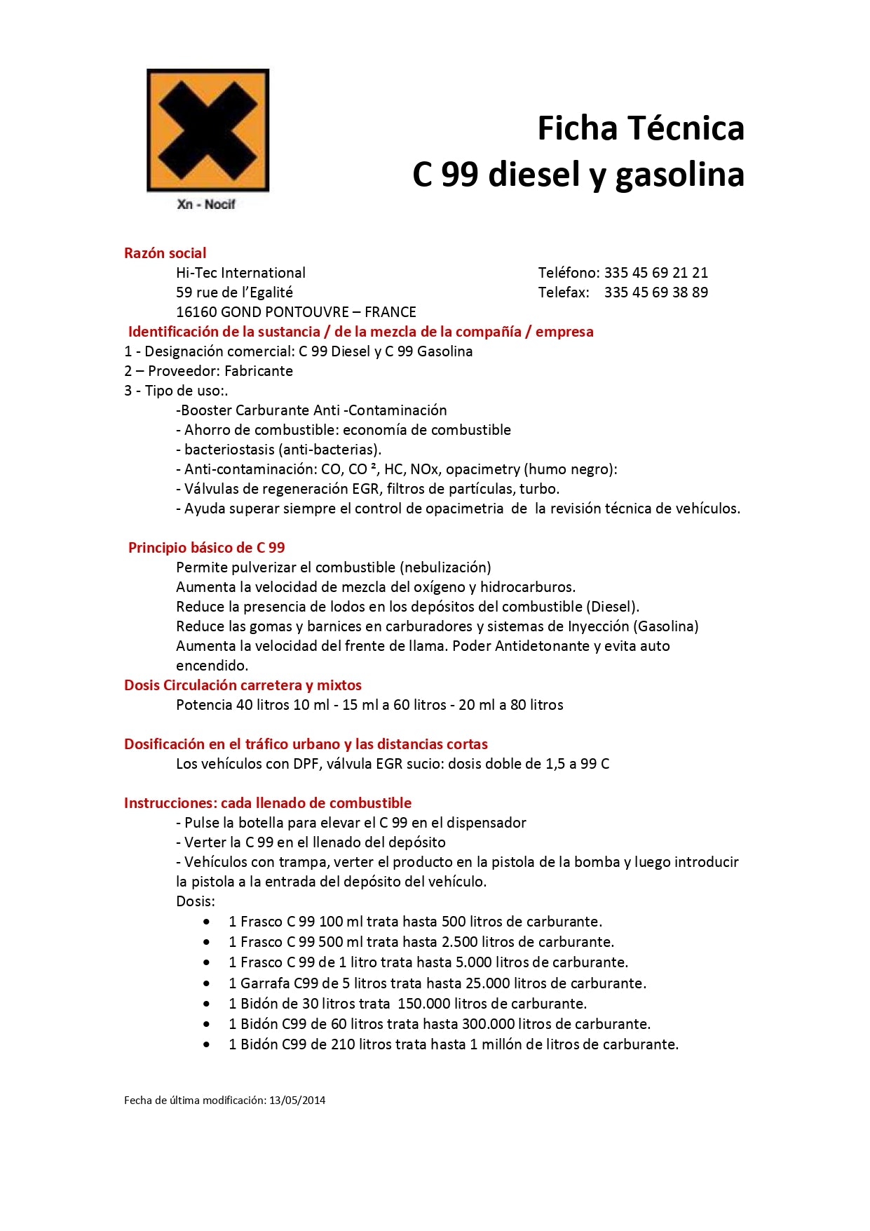 C-99 Diésel - Aditivo Lubricante.